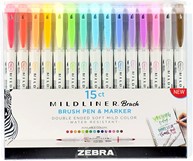 The pack of 15 zebra mildliners. Dual tipped markers with a wide variety of colors.