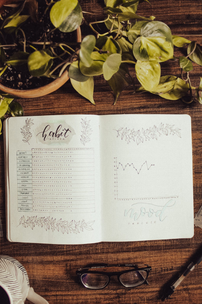 Habit and mood trackers spread ideas for your bullet journal