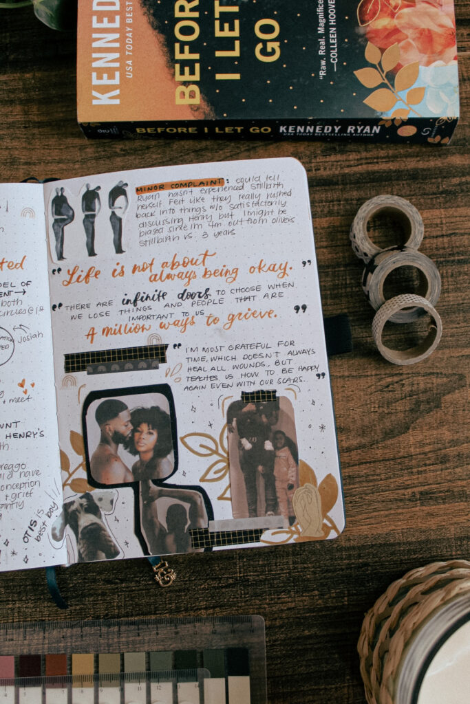 One side of a book journal review spread for Before I Let Go by Kennedy Ryan.